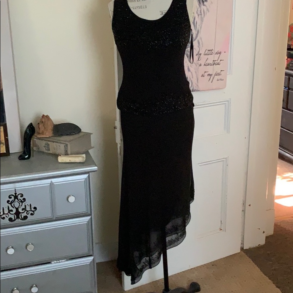 Two piece black beaded dress gown wedding prom